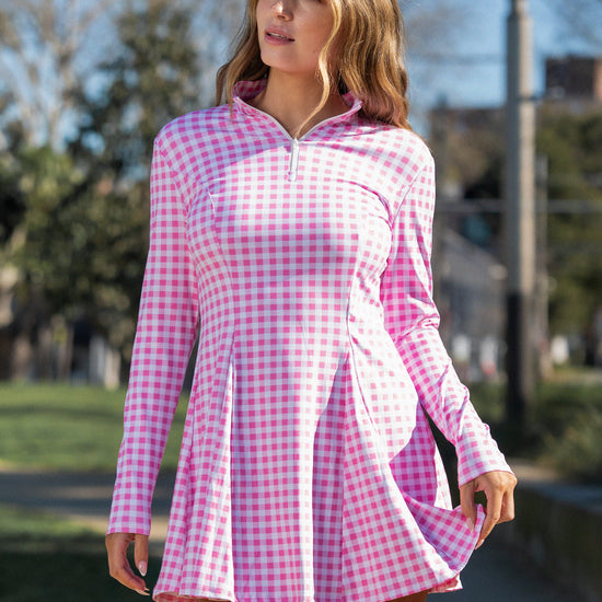 Plaid A-line with Built-In Mini Dresses - Fisoew