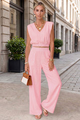 Fisoew Women's Pink Linen Lounge 2 Piece Outfits