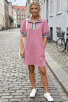 Fisoew Women‘s Pink Summer Puff Short Sleeve Mini Dress - Fisoew