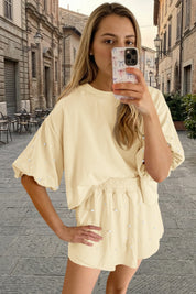 Womens Khaki Pearl 2-Piece Lounge Short Set  Fisoew