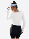 Fisoew Women‘s White Wrap Tie Tops Long Sleeve Workout Shirts - Fisoew
