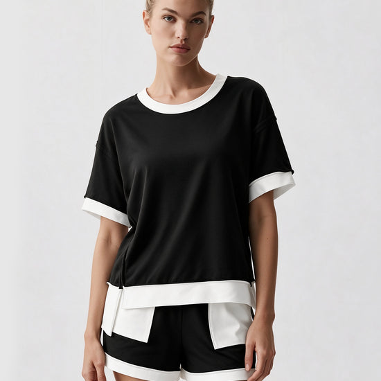 Color Block Lounge Short Set - Fisoew