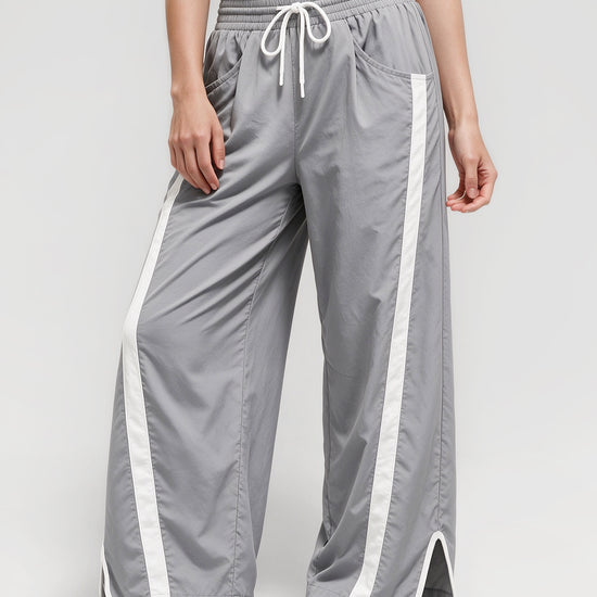 Drawstring Elastic Contrast Color Pants - Fisoew