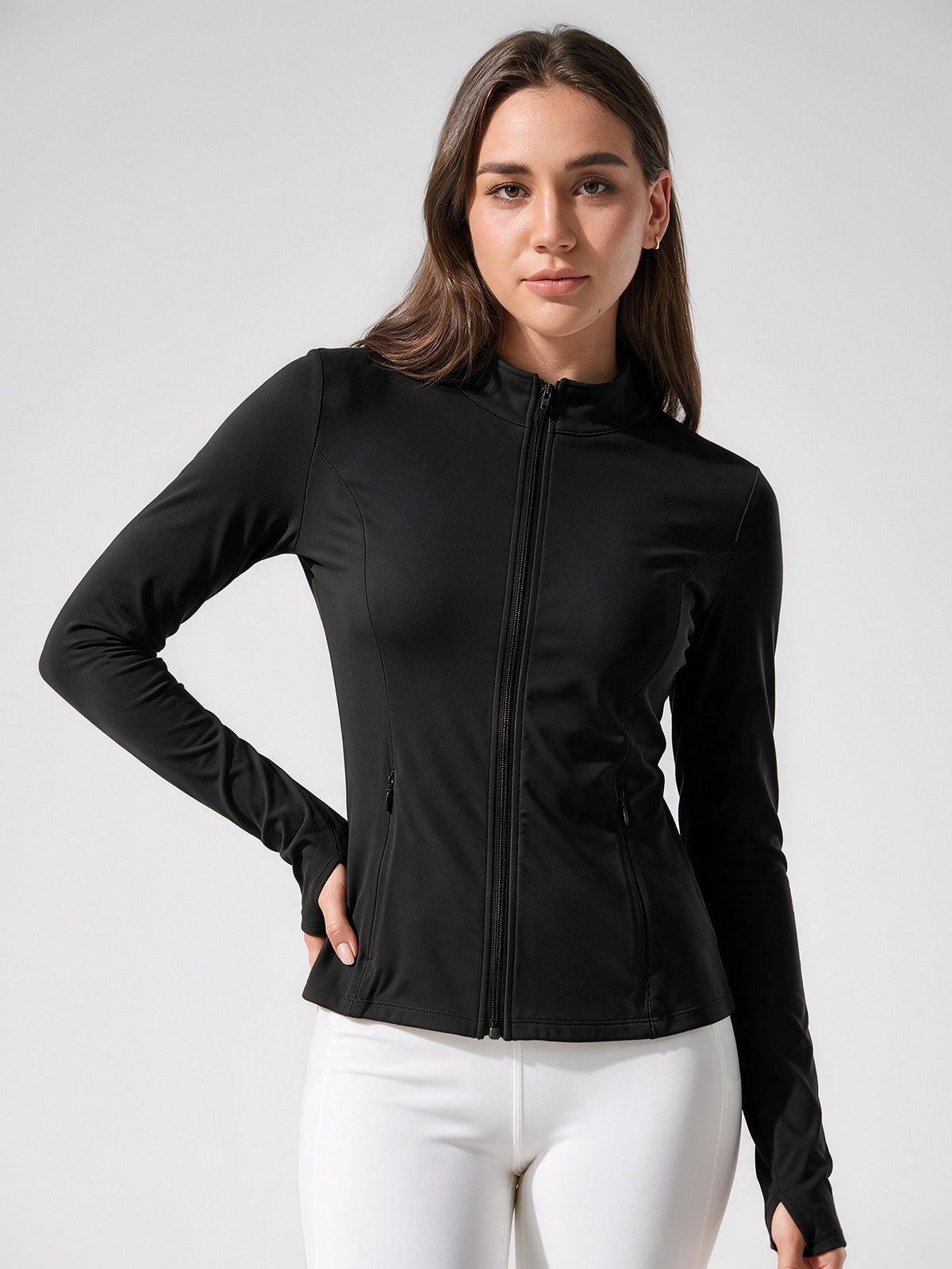 Lightweight Zip Up Stand Collar Jacket - Fisoew