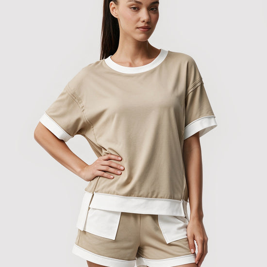 Color Block Lounge Short Set - Fisoew