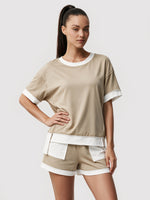 Color Block Lounge Short Set - Fisoew