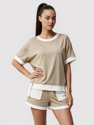 Color Block Lounge Short Set - Fisoew