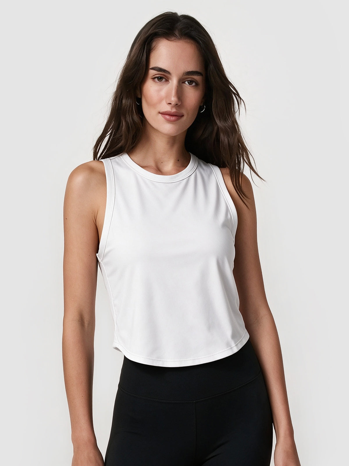 White Workout Cropped Tank Tops - Fisoew