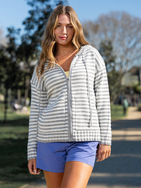 Striped Zip Up Hoodie Long Sleeve Cardigans
