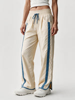 Drawstring Elastic Contrast Color Pants - Fisoew