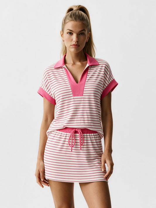 Striped Sweatshirt Skirt 2 Piece Outfits
