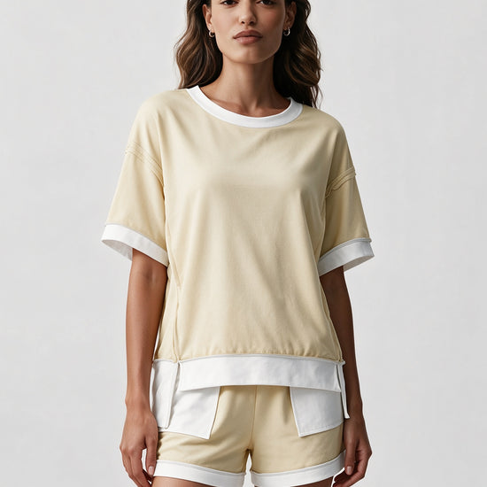 Color Block Lounge Short Set - Fisoew