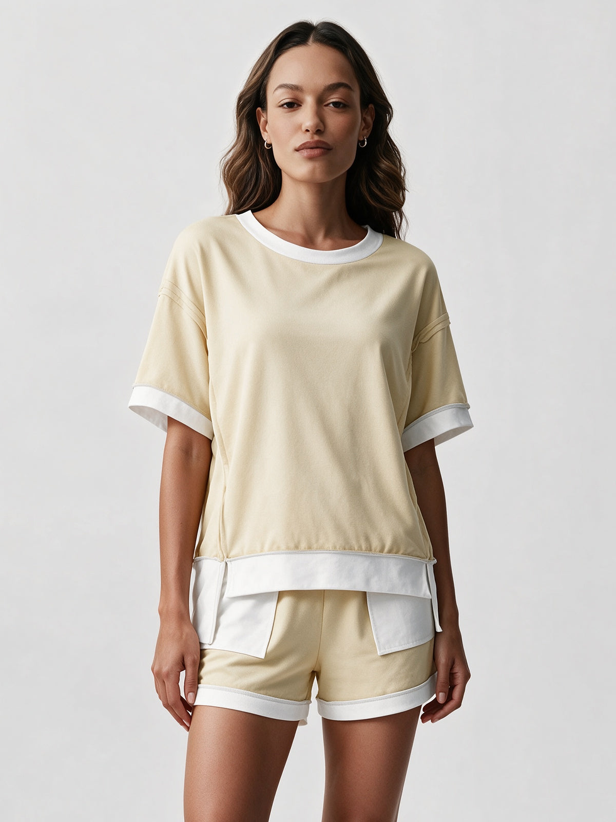 Color Block Lounge Short Set - Fisoew