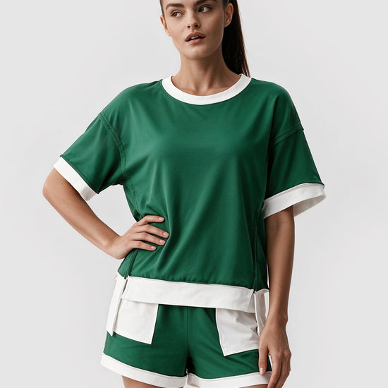 Color Block Lounge Short Set - Fisoew