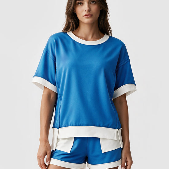 Color Block Lounge Short Set - Fisoew
