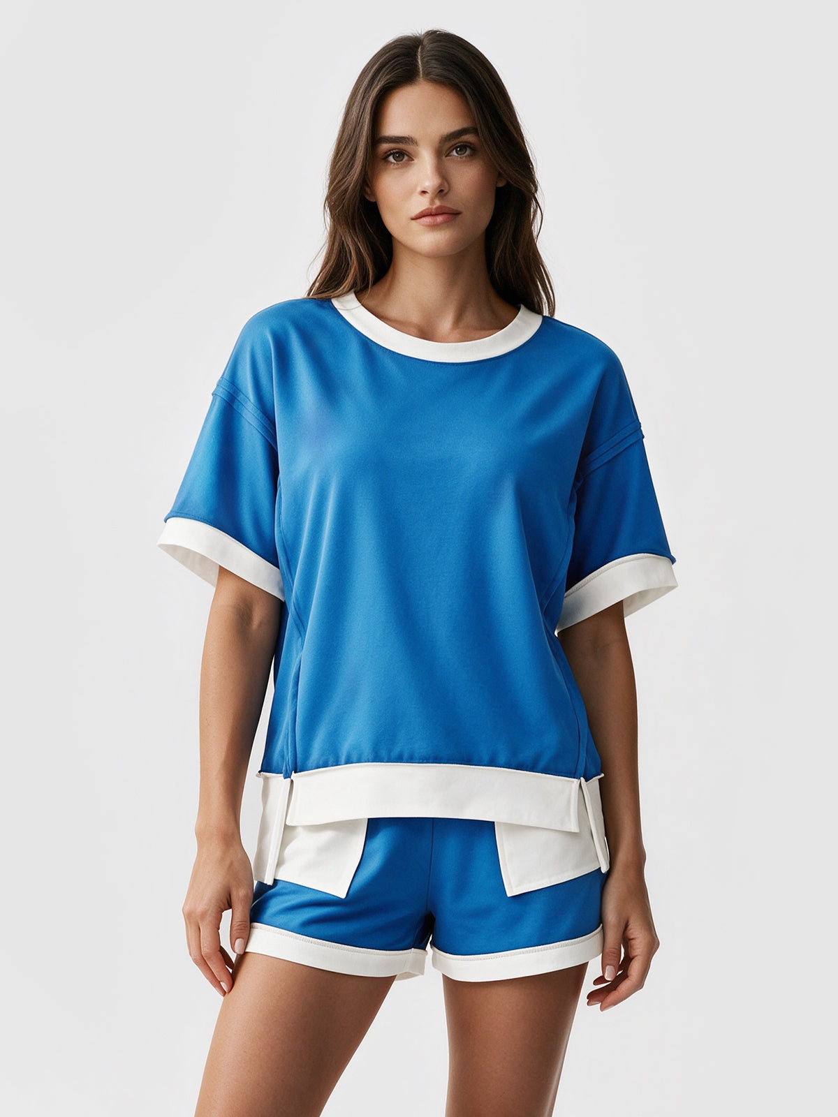 Color Block Lounge Short Set - Fisoew