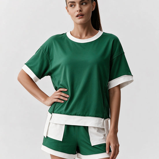 Color Block Lounge Short Set - Fisoew
