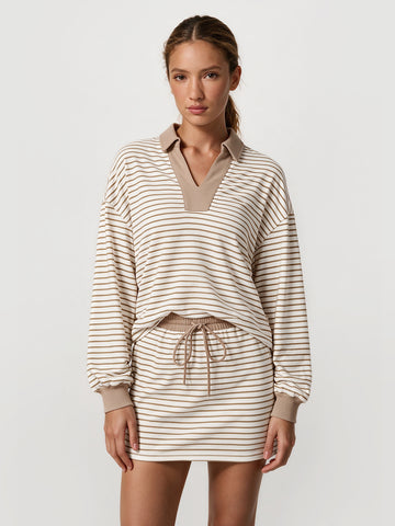 Womens Khaki Striped 2 Piece Outfits Fisoew - Fisoew