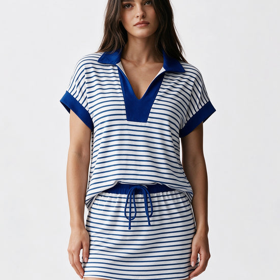 Striped Sweatshirt Skirt 2 Piece Outfits - Fisoew