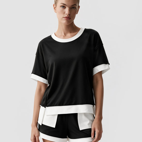 Color Block Lounge Short Set - Fisoew