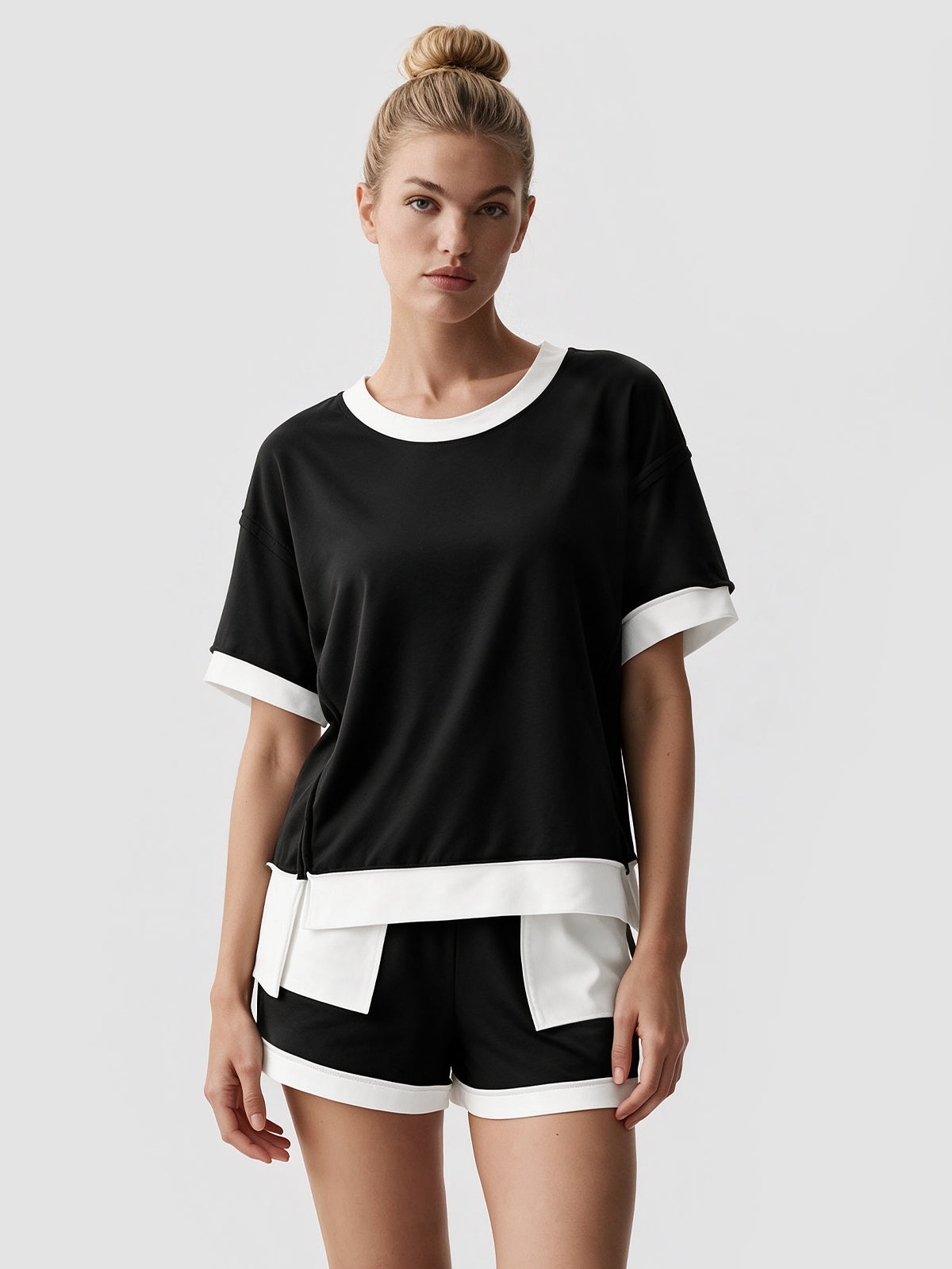 Color Block Lounge Short Set - Fisoew