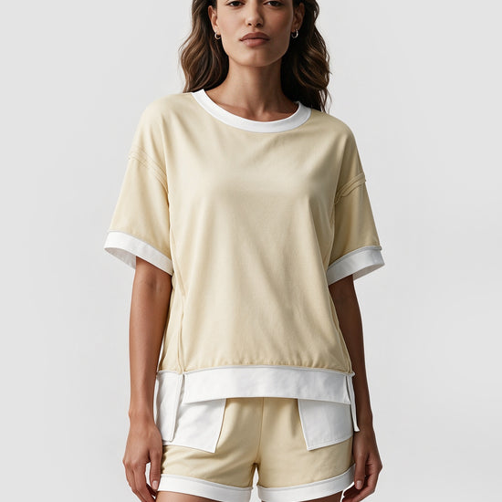 Color Block Lounge Short Set - Fisoew
