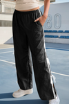 Fisoew Women’s Black Casual Elastic Wide Leg Track Pants - Fisoew