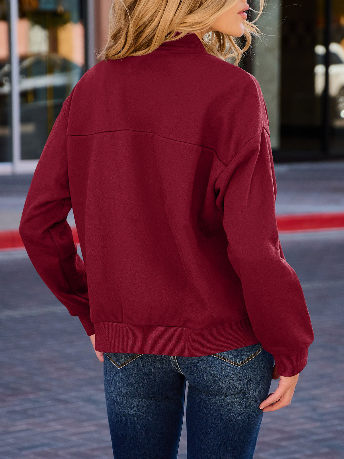 Zip Up With Pockets Long Sleeve Jackets - Fisoew