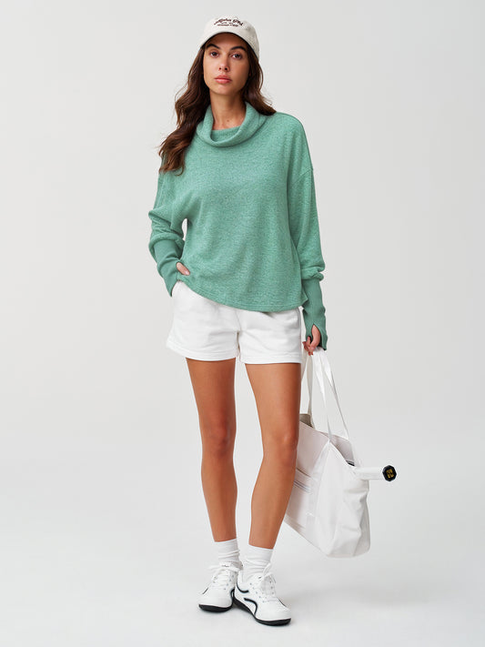 Mock Neck Cropped Long Sleeve Sweatshirts
