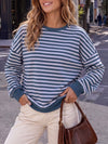 Round Neck Striped Long Sleeve Sweatshirts