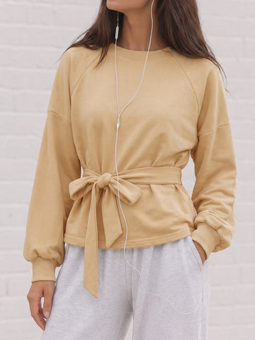 Tie Knot Wrap Long Sleeve Sweatshirts