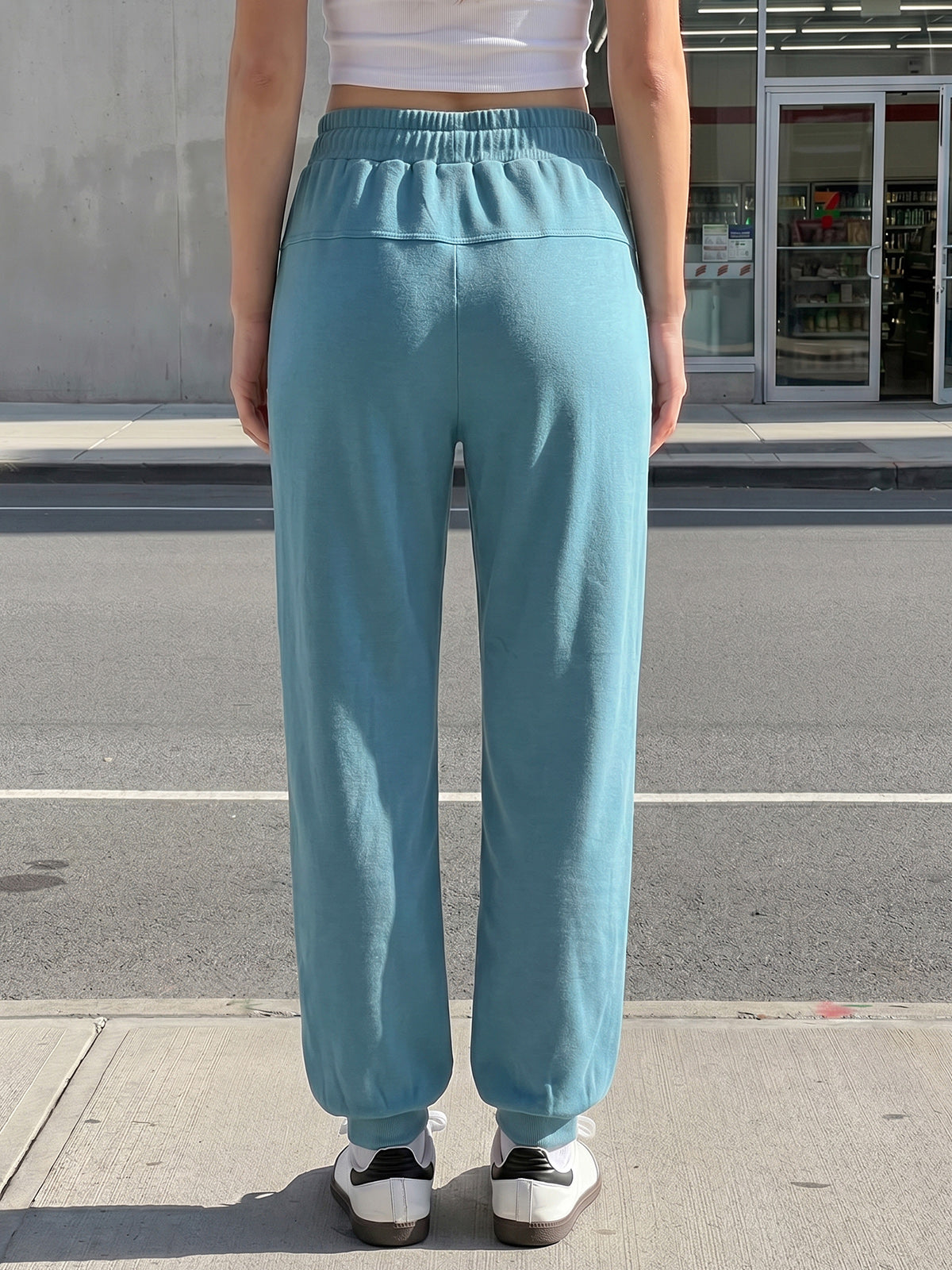 Drawstring Waist Elastic Cuff Joggers - Fisoew