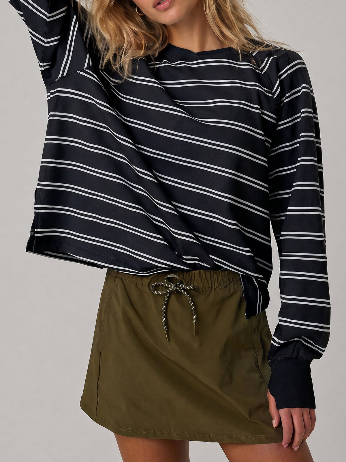 Soft Striped Long Sleeve T Shirt - Fisoew