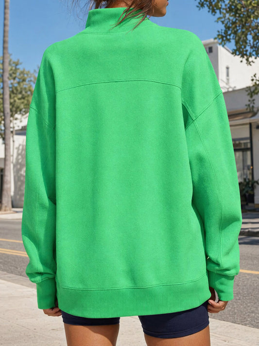 Long Sleeve Mock Neck Oversized Sweatshirts - Fisoew