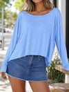 Off Shoulder Solid Long Sleeve T-Shirts - Fisoew