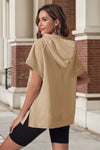 Fisoew Women‘s Khaki Oversized Half Zip Hoodies - Fisoew