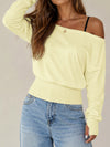 Off Shoulder Elastic Waist Solid Sweatshirts