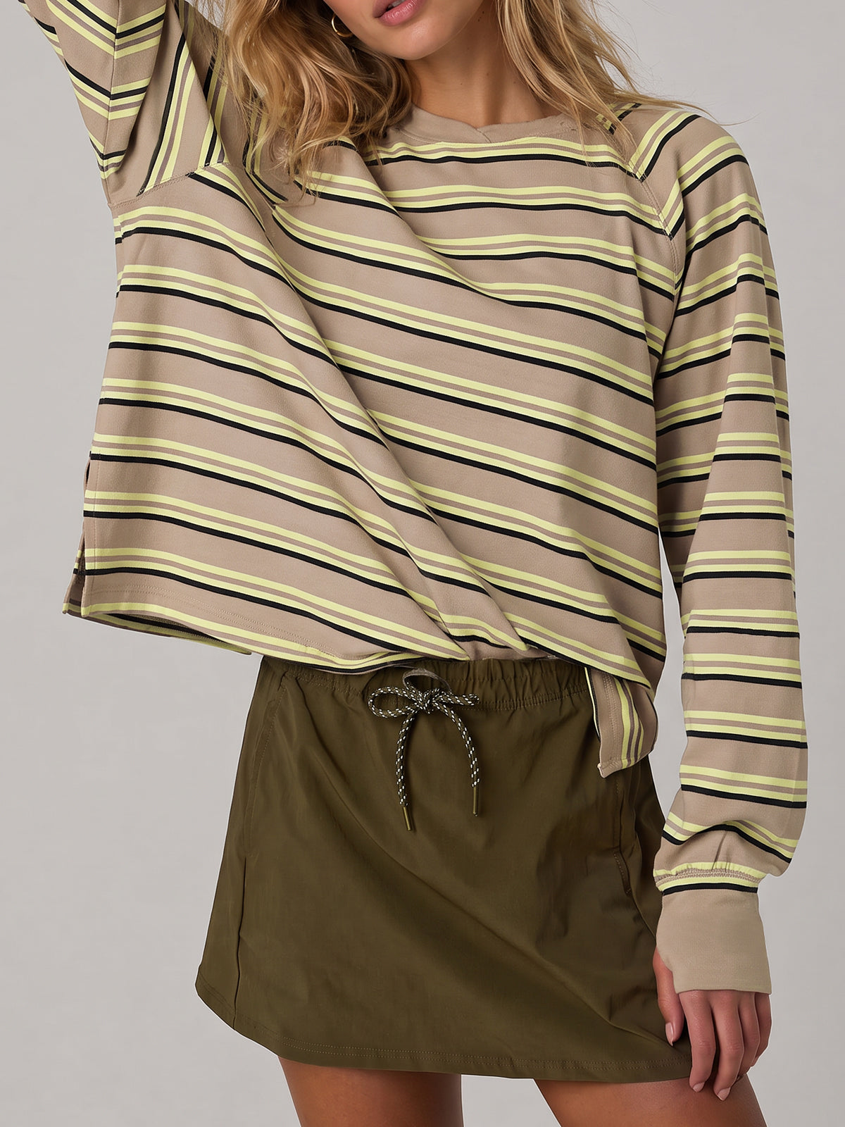 Soft Striped Long Sleeve T Shirt - Fisoew
