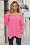 Oversized Off Shoulder Ribbed Knit Tops