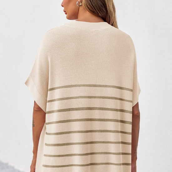 Fisoew Women's Apricot Striped Oversized Lounge Short Sets - Fisoew