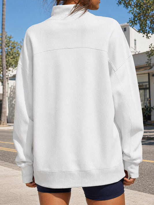 Long Sleeve Mock Neck Oversized Sweatshirts - Fisoew