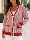 V Neck Button Knit Cardigan - Fisoew