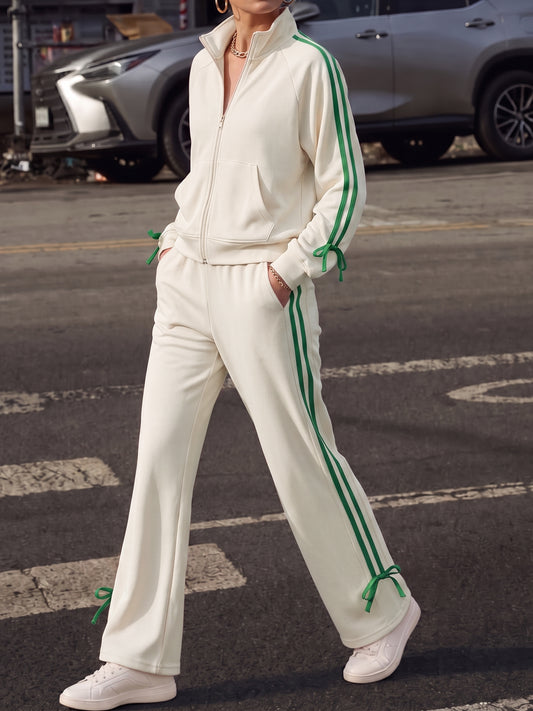 Strips Colorblock Sweatsuits With Pants Sets