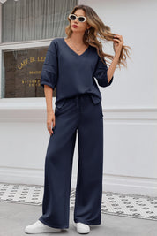 Fisoew Women‘s Navy 2 Piece Loose Workout Tracksuit Sets - Fisoew