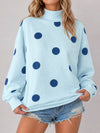 Mock Neck Long Sleeve Polka Dot Sweatshirts - Fisoew