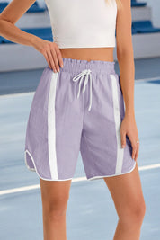 Fisoew Women's Violet Baggy Cargo Workout Running Athletic Yoga Shorts - Fisoew