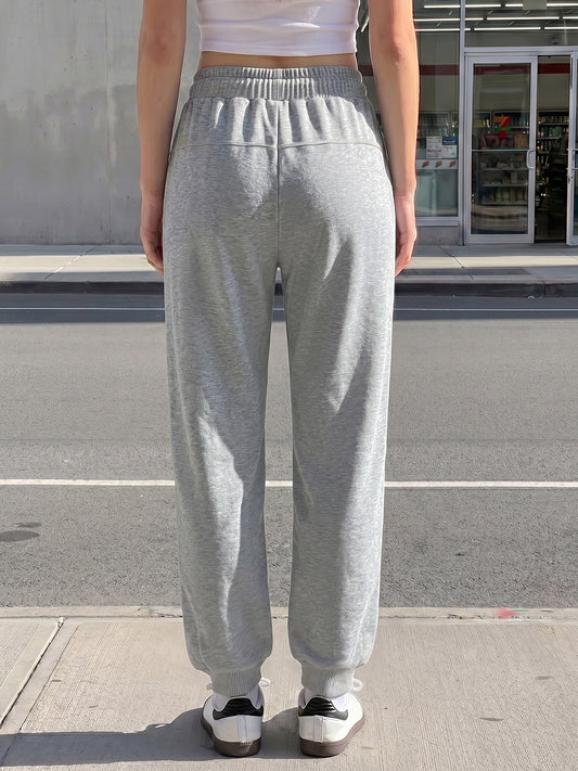 Drawstring Waist Elastic Cuff Joggers - Fisoew