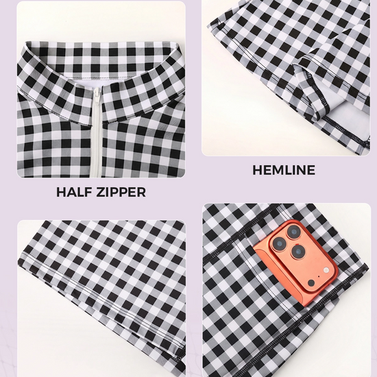 Plaid A-line with Built-In Mini Dresses - Fisoew