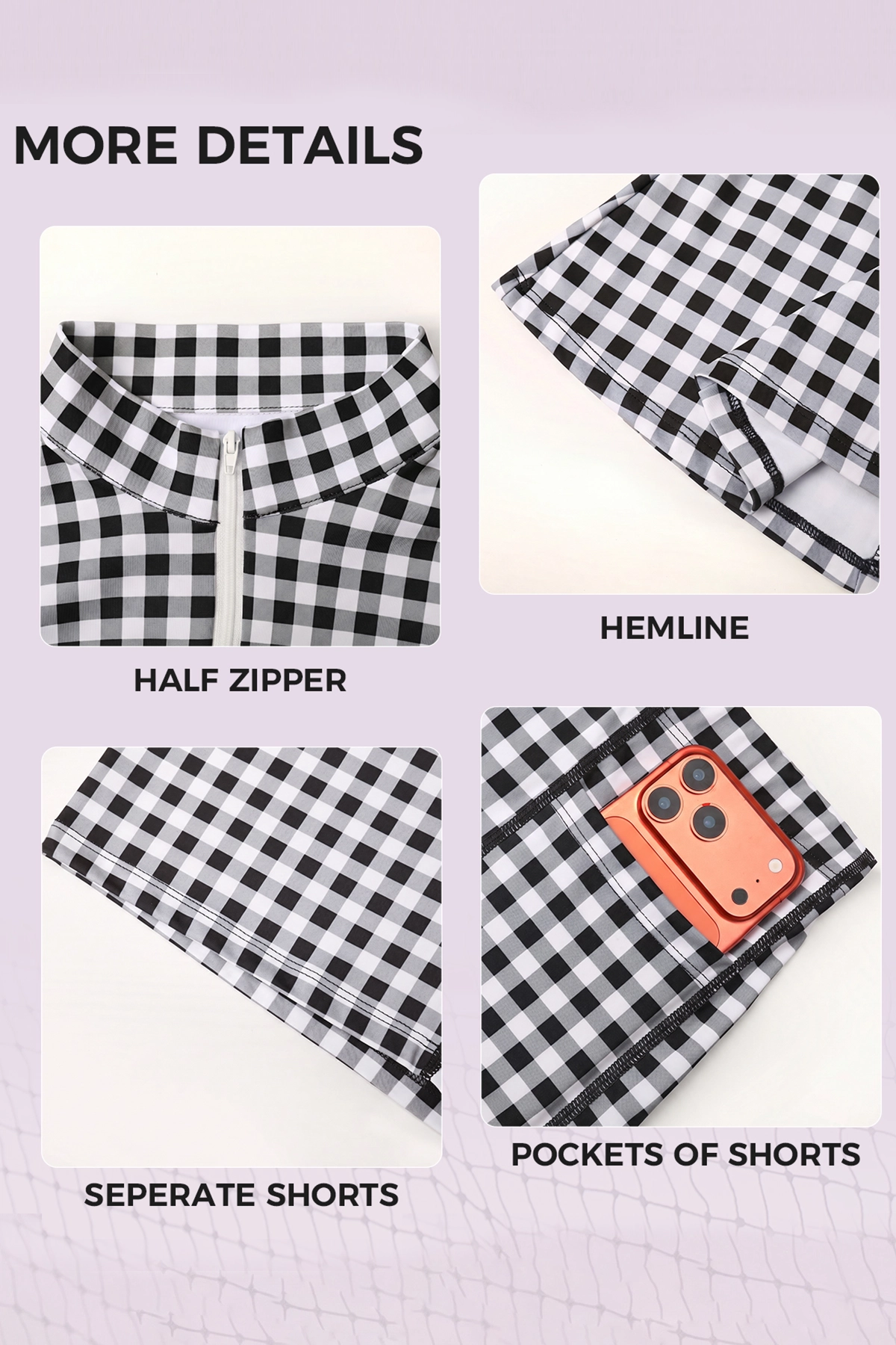 Plaid A-line with Built-In Mini Dresses - Fisoew