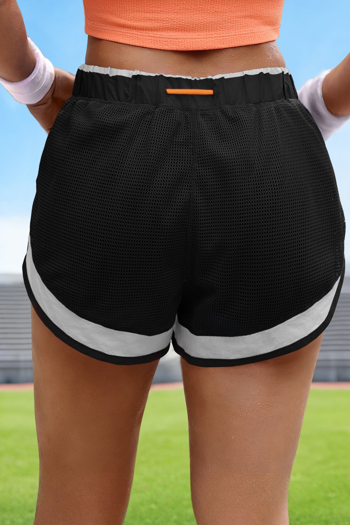 Fisoew Women's Black 2 in 1 Running High Split Athletic Shorts - Fisoew